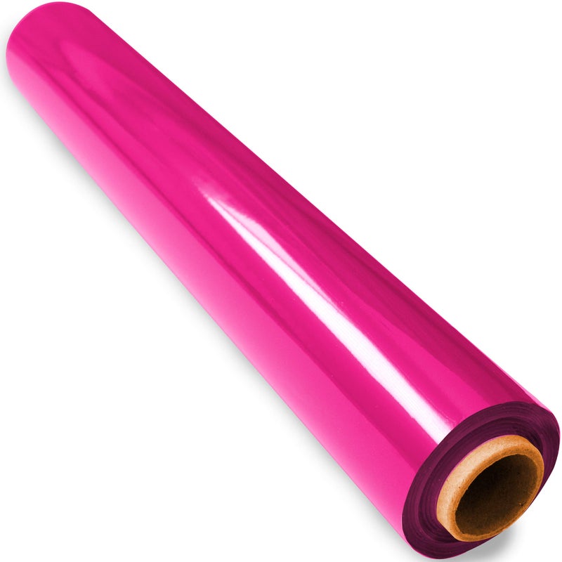 FIESTA WRAPS 200 ft Pink Cellophane Wrap Roll (16 in x 200 ft) - Transparent Colored Wrap for Gift Baskets - Pink Cellophane Paper for Crafts and Wrapping - Image 1